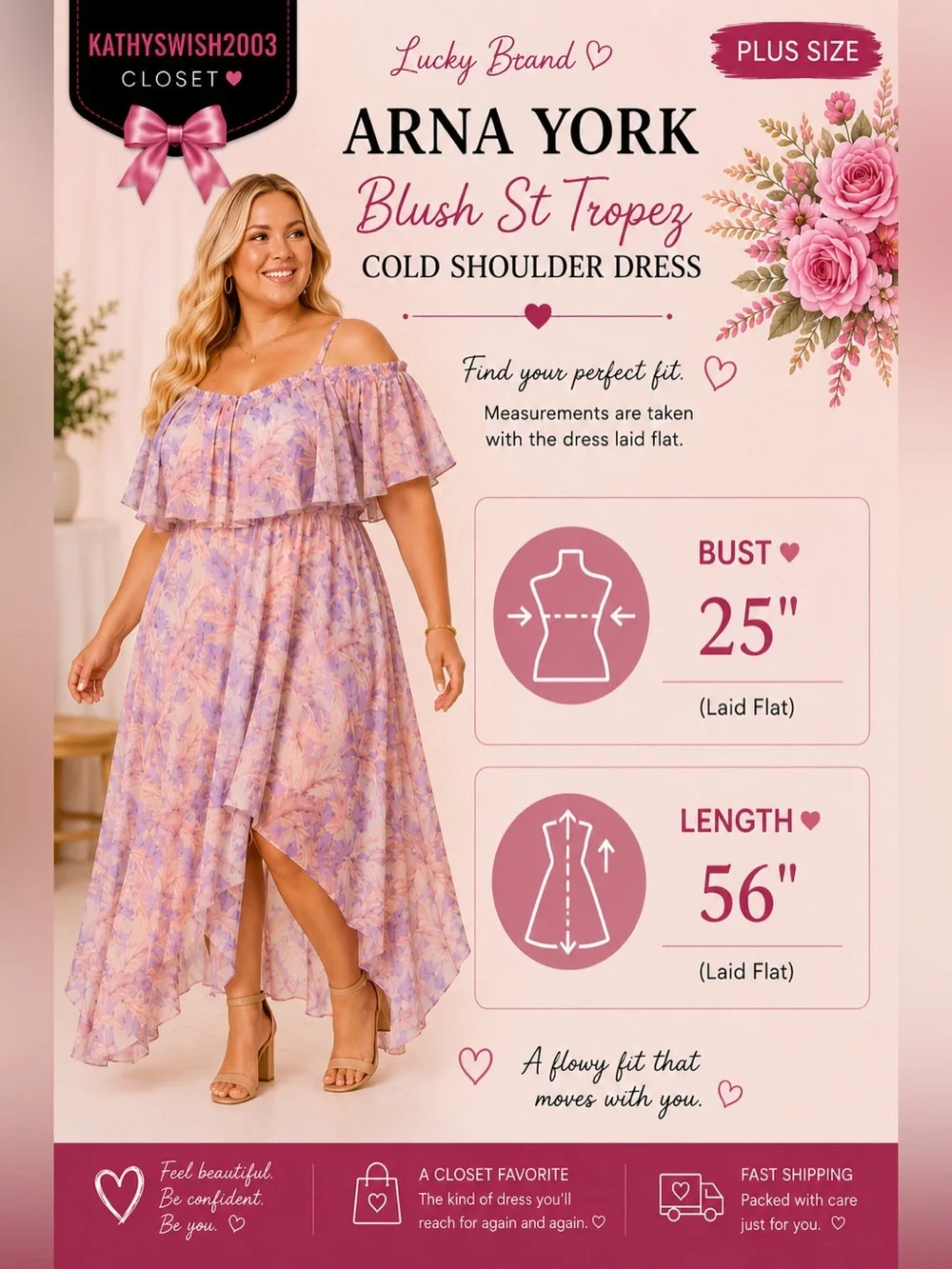 Arna York Blush St Tropez Cold Shoulder Dress Size 22/24 - Picture 4 of 16